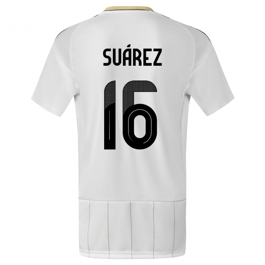 Bambino Maglia Costa Rica Aaron Suarez #16 Bianco Kit Gara Away 24-26 Maglietta