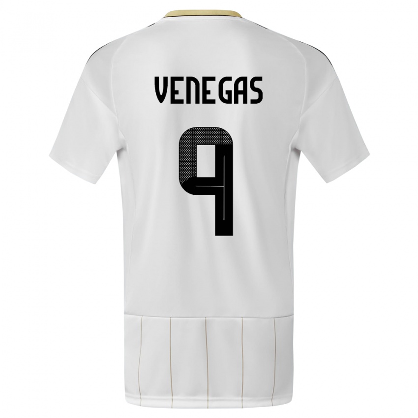 Bambino Maglia Costa Rica Carolina Venegas #9 Bianco Kit Gara Away 24-26 Maglietta