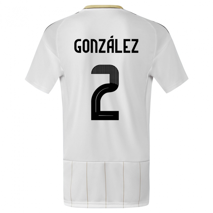 Bambino Maglia Costa Rica Julian Gonzalez #2 Bianco Kit Gara Away 24-26 Maglietta