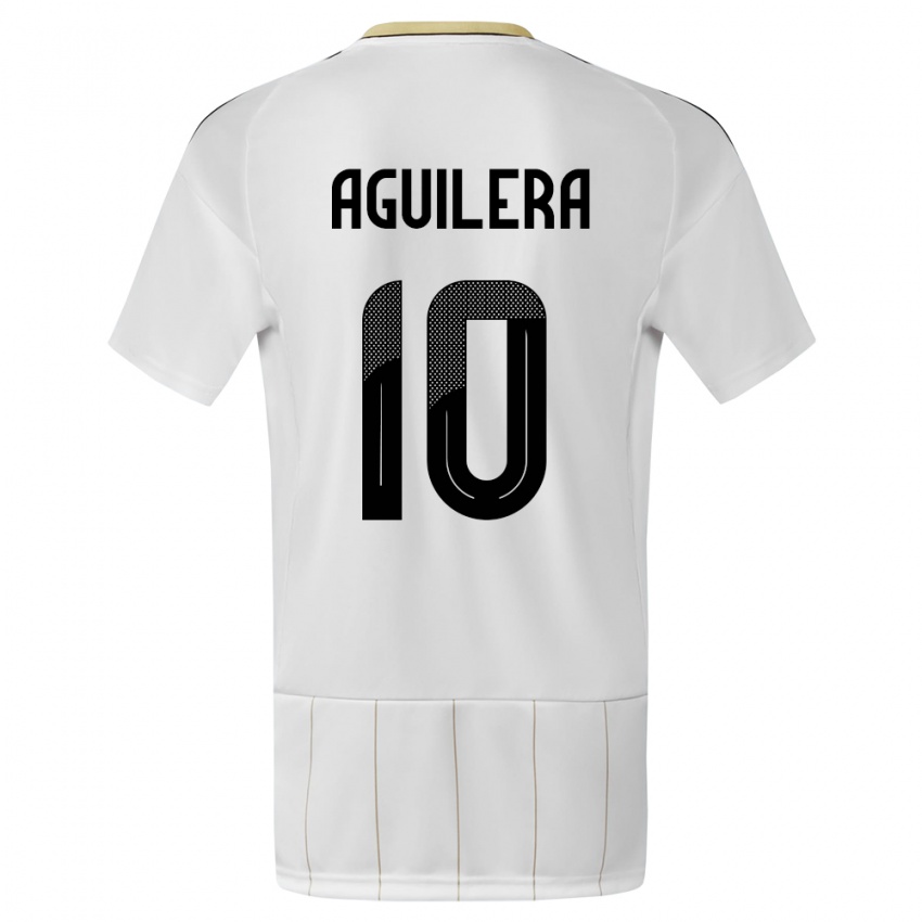 Bambino Maglia Costa Rica Brandon Aguilera #10 Bianco Kit Gara Away 24-26 Maglietta