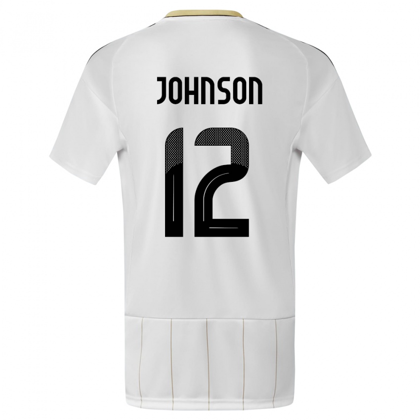 Bambino Maglia Costa Rica Shawn Johnson #12 Bianco Kit Gara Away 24-26 Maglietta