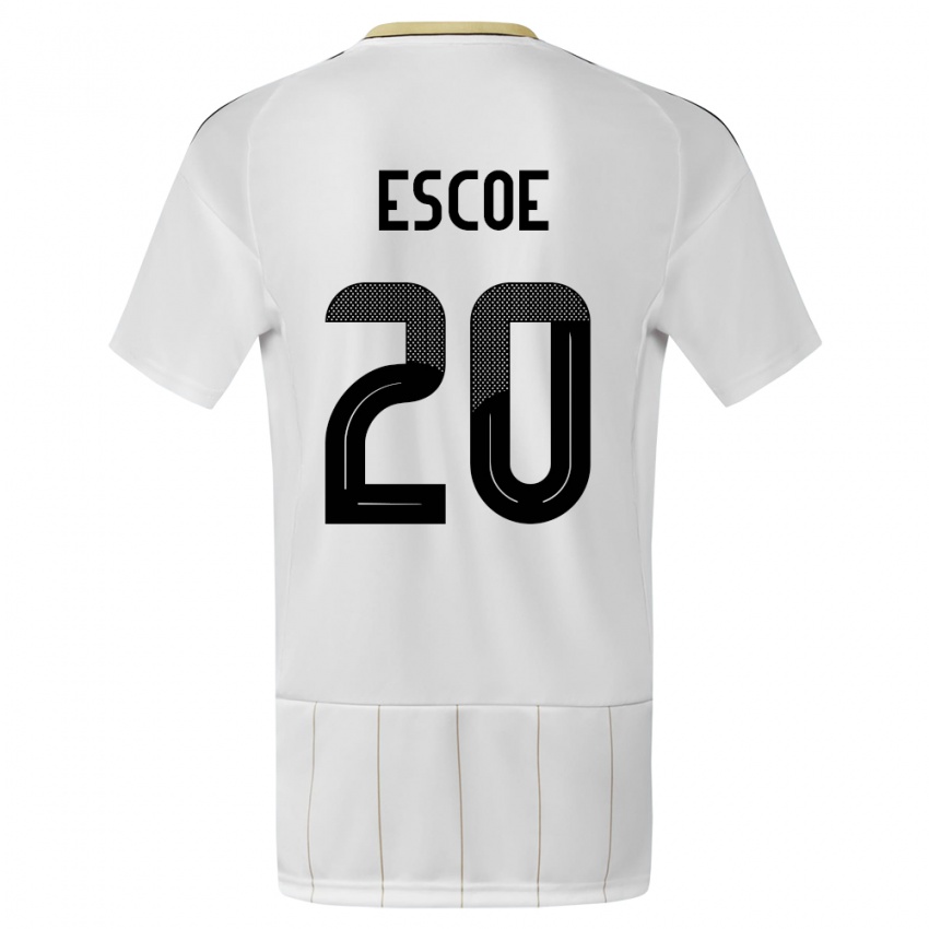 Bambino Maglia Costa Rica Enyel Escoe #20 Bianco Kit Gara Away 24-26 Maglietta