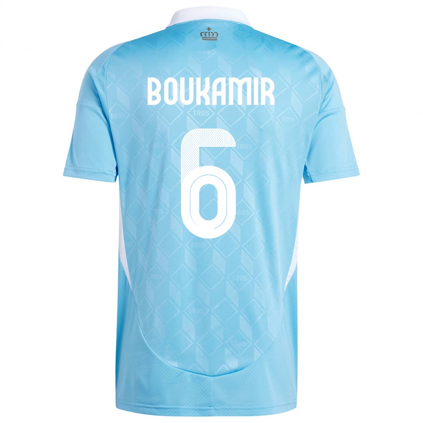 Bambino Maglia Belgio Mehdi Boukamir #6 Blu Kit Gara Away 24-26 Maglietta