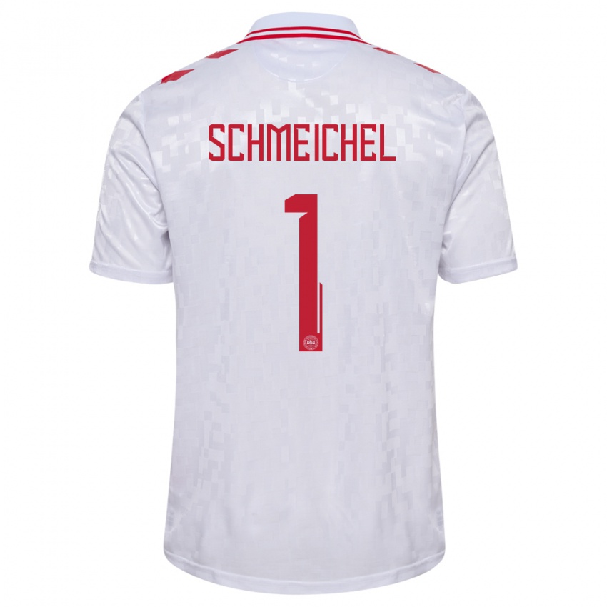 Bambino Maglia Danimarca Kasper Schmeichel #1 Bianco Kit Gara Away 24-26 Maglietta