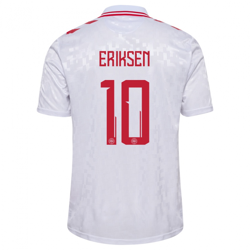 Bambino Maglia Danimarca Christian Eriksen #10 Bianco Kit Gara Away 24-26 Maglietta