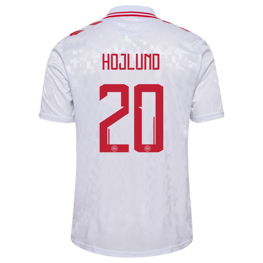 Bambino Maglia Danimarca Rasmus Hojlund #20 Bianco Kit Gara Away 24-26 Maglietta