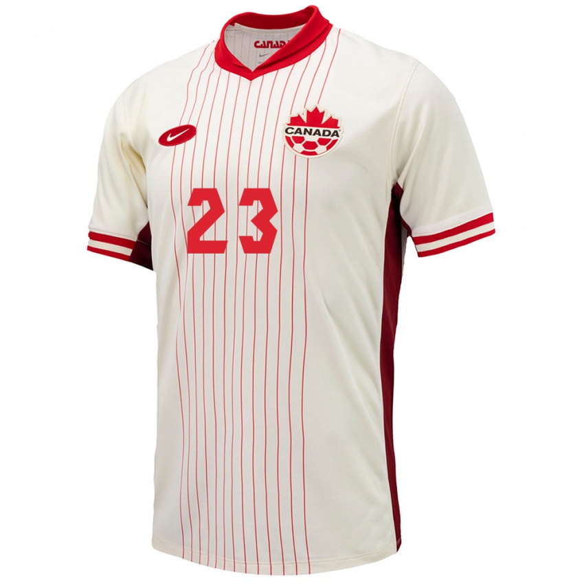 Bambino Maglia Canada Liam Millar #23 Bianco Kit Gara Away 24-26 Maglietta