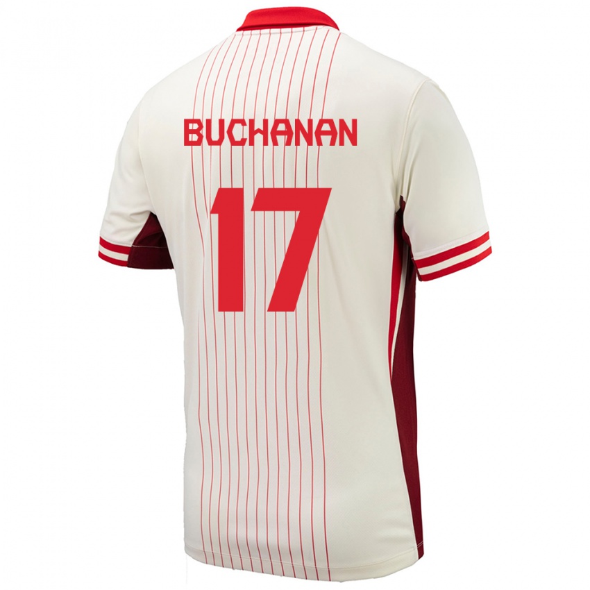 Bambino Maglia Canada Tajon Buchanan #17 Bianco Kit Gara Away 24-26 Maglietta