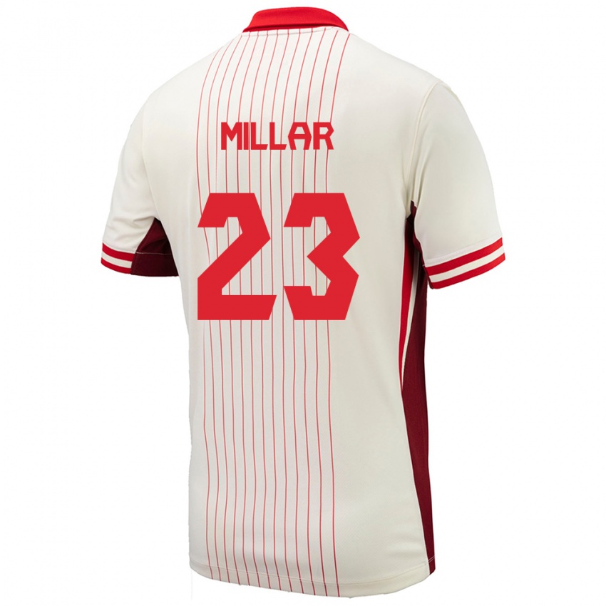 Bambino Maglia Canada Liam Millar #23 Bianco Kit Gara Away 24-26 Maglietta