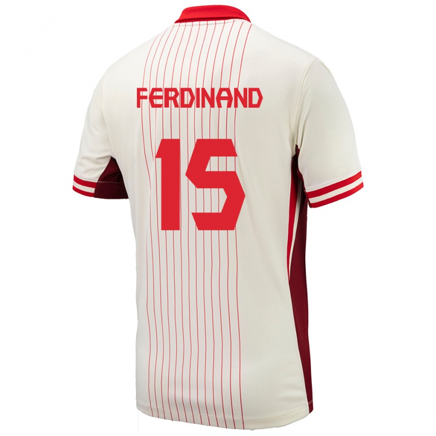 Bambino Maglia Canada Keesean Ferdinand #15 Bianco Kit Gara Away 24-26 Maglietta