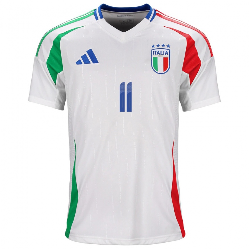 Bambino Maglia Italia Giacomo Raspadori #11 Bianco Kit Gara Away 24-26 Maglietta