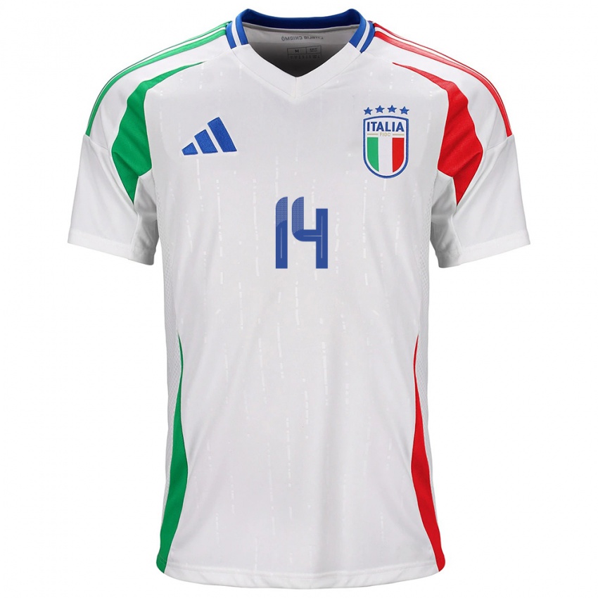 Bambino Maglia Italia Federico Chiesa #14 Bianco Kit Gara Away 24-26 Maglietta