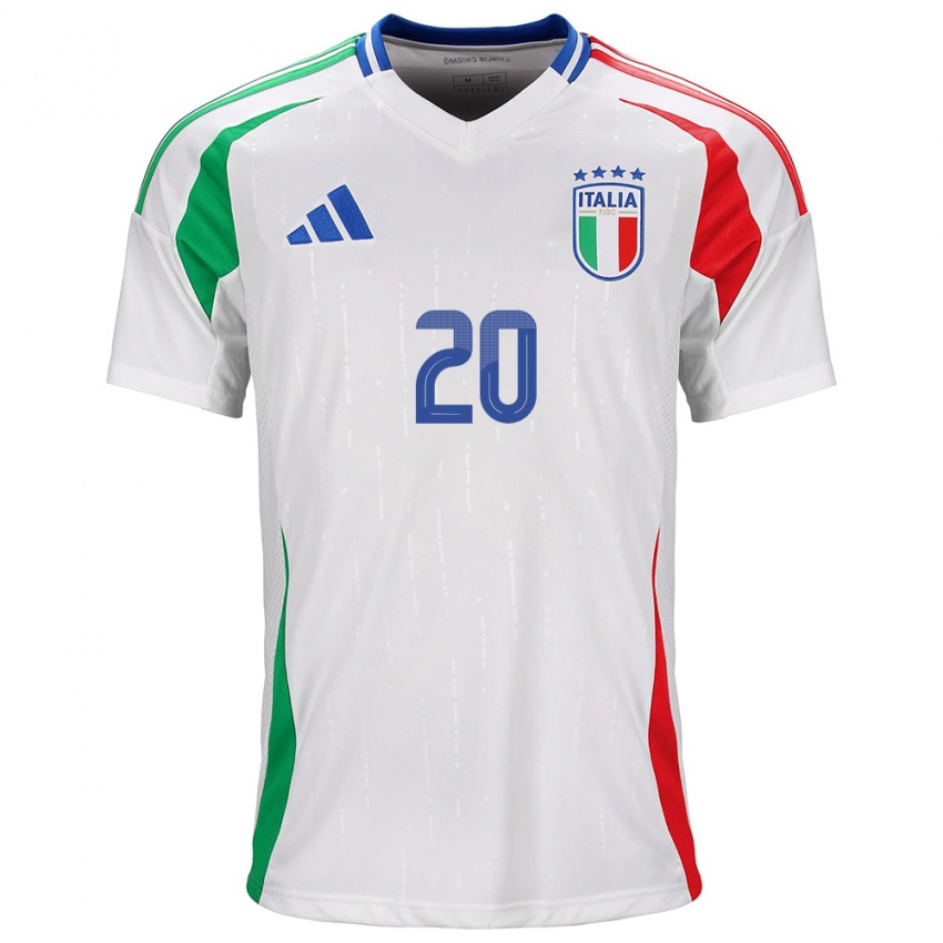 Bambino Maglia Italia Nicolò Zaniolo #20 Bianco Kit Gara Away 24-26 Maglietta