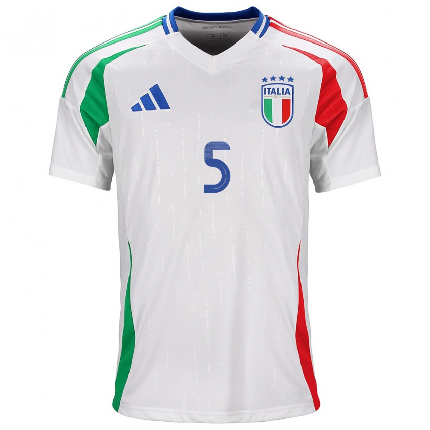 Bambino Maglia Italia Cristiano Biraghi #5 Bianco Kit Gara Away 24-26 Maglietta