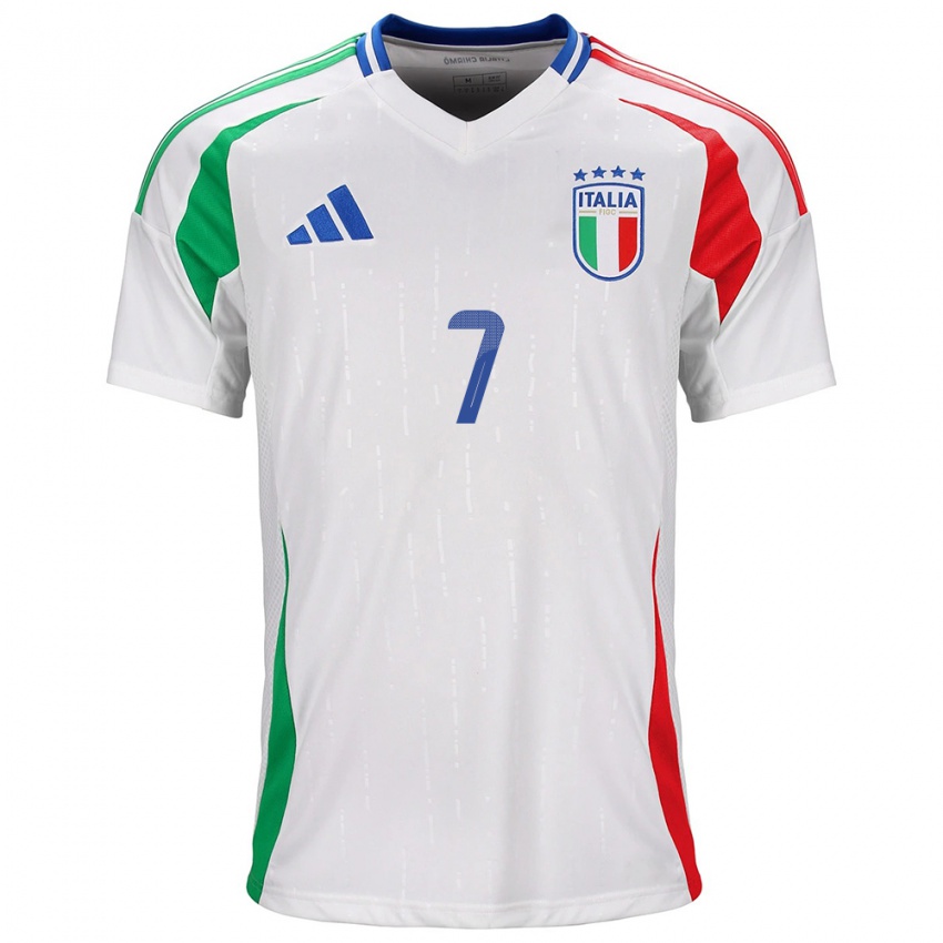 Bambino Maglia Italia Davide Frattesi #7 Bianco Kit Gara Away 24-26 Maglietta