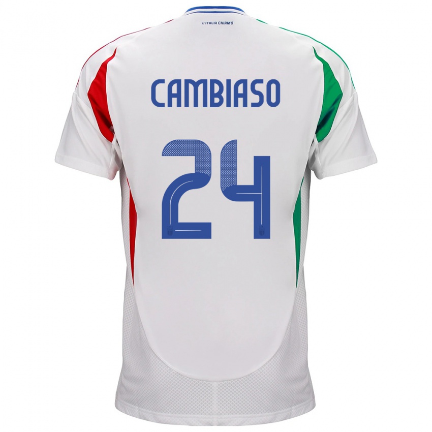 Bambino Maglia Italia Andrea Cambiaso #24 Bianco Kit Gara Away 24-26 Maglietta