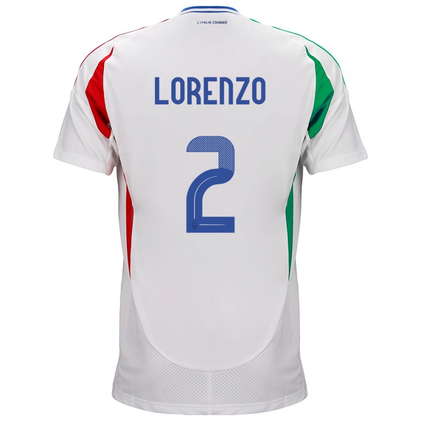 Bambino Maglia Italia Giovanni Di Lorenzo #2 Bianco Kit Gara Away 24-26 Maglietta