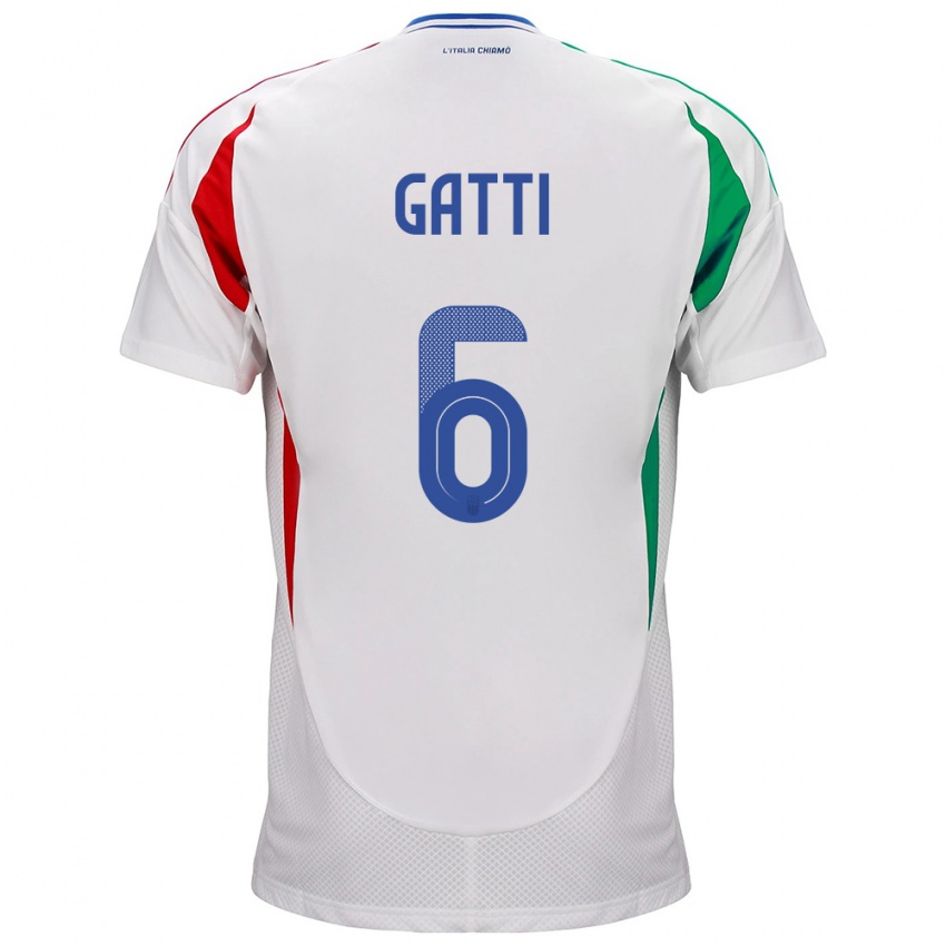 Bambino Maglia Italia Federico Gatti #6 Bianco Kit Gara Away 24-26 Maglietta