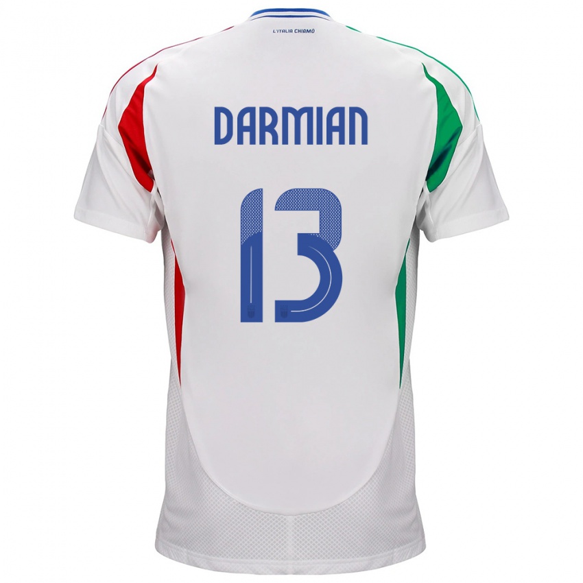 Bambino Maglia Italia Matteo Darmian #13 Bianco Kit Gara Away 24-26 Maglietta