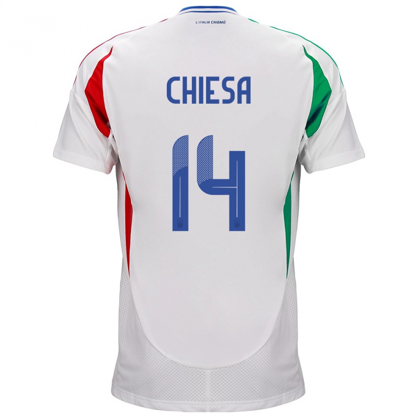 Bambino Maglia Italia Federico Chiesa #14 Bianco Kit Gara Away 24-26 Maglietta