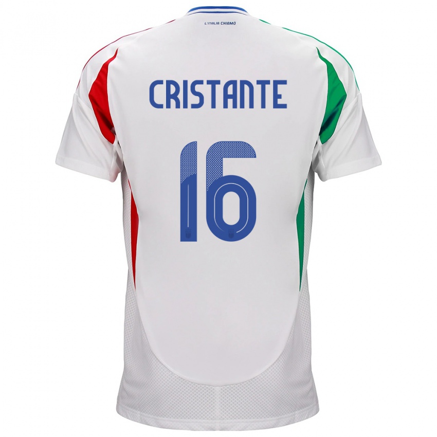 Bambino Maglia Italia Bryan Cristante #16 Bianco Kit Gara Away 24-26 Maglietta