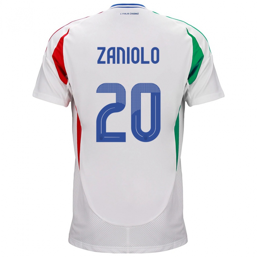 Bambino Maglia Italia Nicolò Zaniolo #20 Bianco Kit Gara Away 24-26 Maglietta