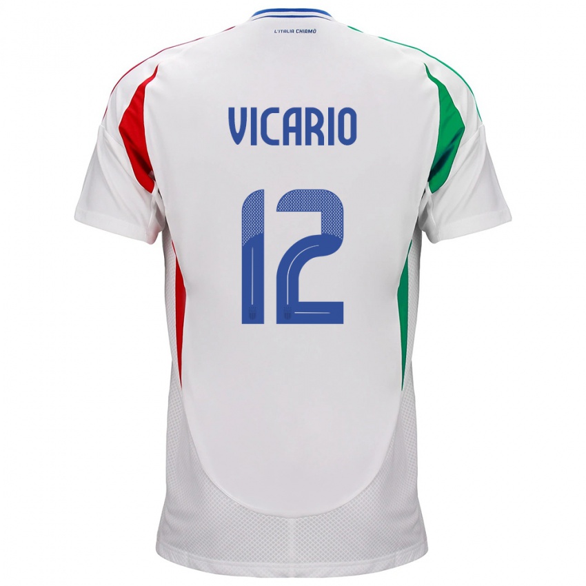 Bambino Maglia Italia Guglielmo Vicario #12 Bianco Kit Gara Away 24-26 Maglietta