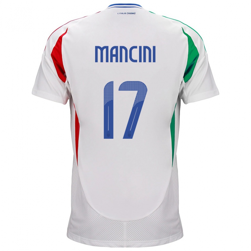 Bambino Maglia Italia Gianluca Mancini #17 Bianco Kit Gara Away 24-26 Maglietta