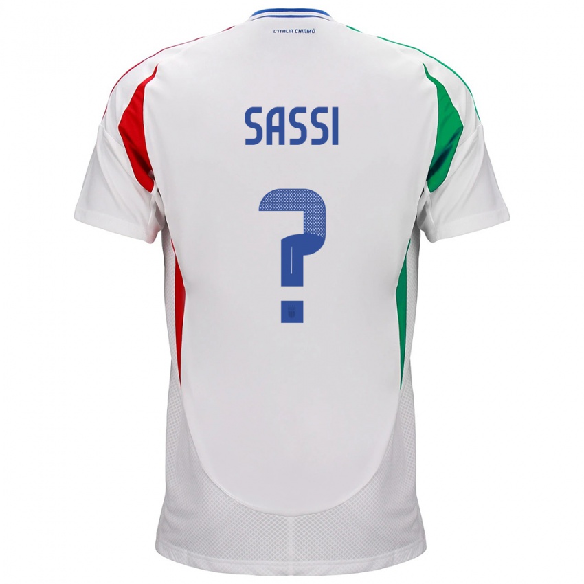 Bambino Maglia Italia Jacopo Sassi #0 Bianco Kit Gara Away 24-26 Maglietta