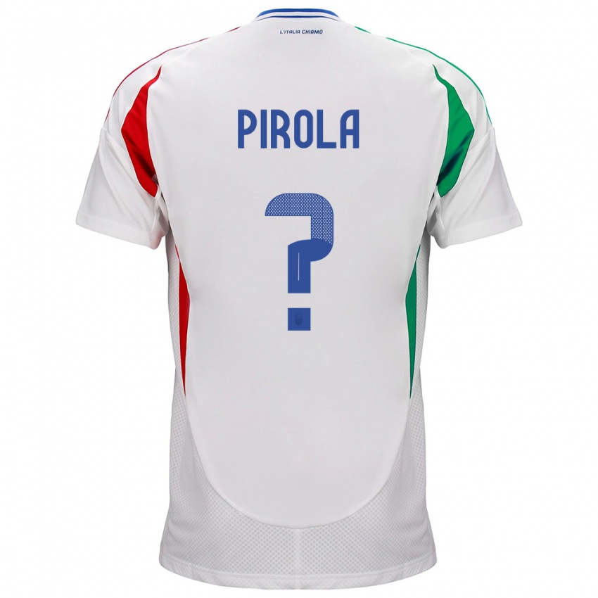 Bambino Maglia Italia Lorenzo Pirola #0 Bianco Kit Gara Away 24-26 Maglietta