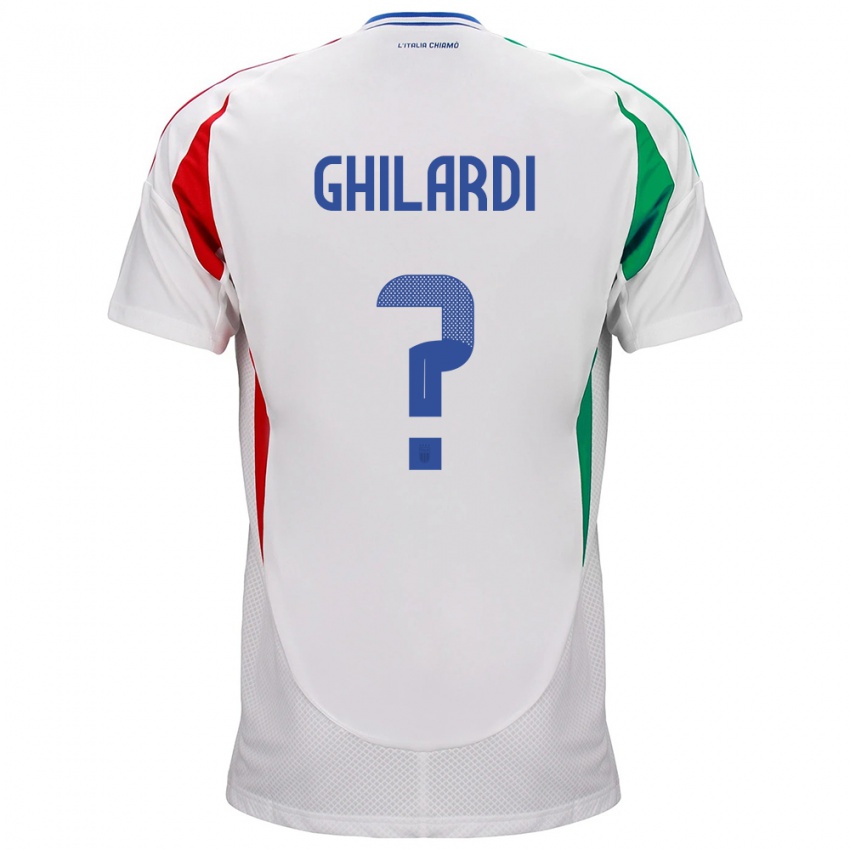 Bambino Maglia Italia Daniele Ghilardi #0 Bianco Kit Gara Away 24-26 Maglietta