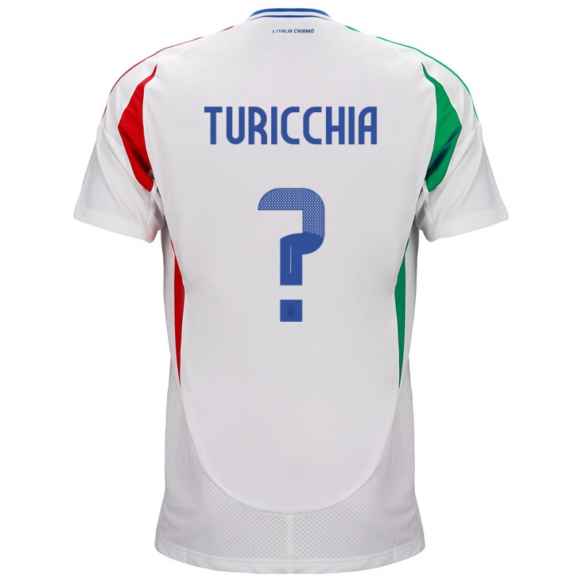 Bambino Maglia Italia Riccardo Turicchia #0 Bianco Kit Gara Away 24-26 Maglietta