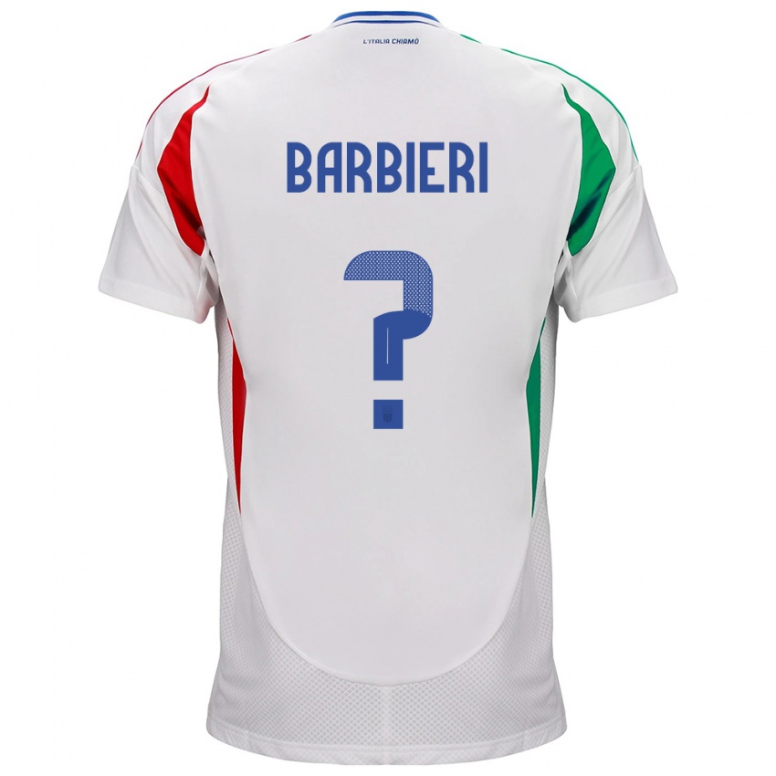 Bambino Maglia Italia Tommaso Barbieri #0 Bianco Kit Gara Away 24-26 Maglietta