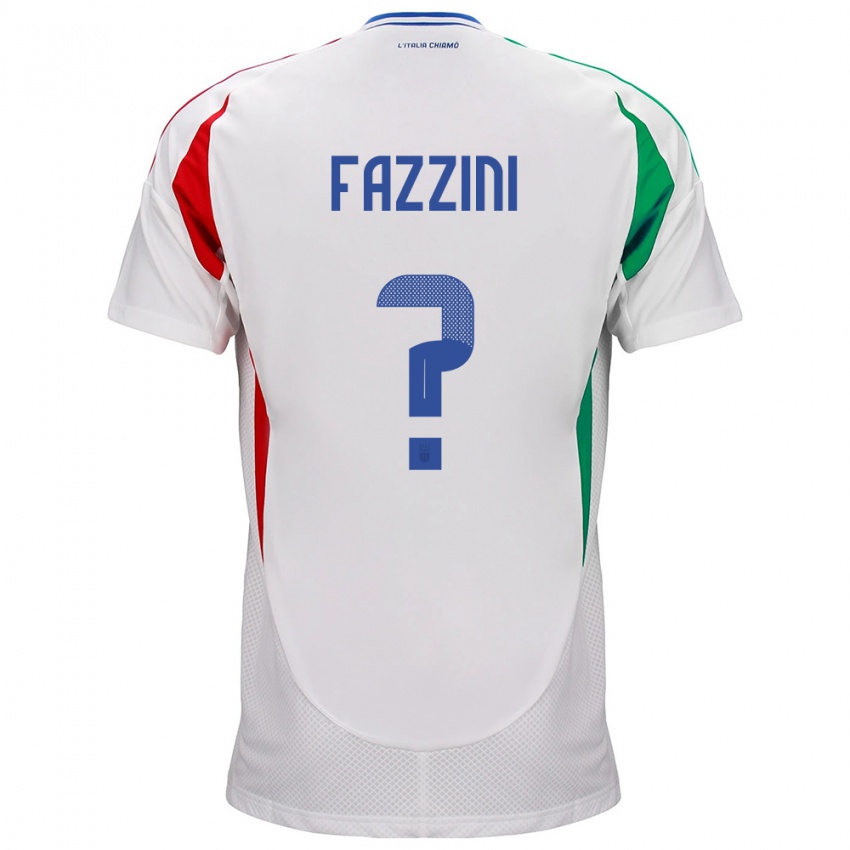 Bambino Maglia Italia Jacopo Fazzini #0 Bianco Kit Gara Away 24-26 Maglietta