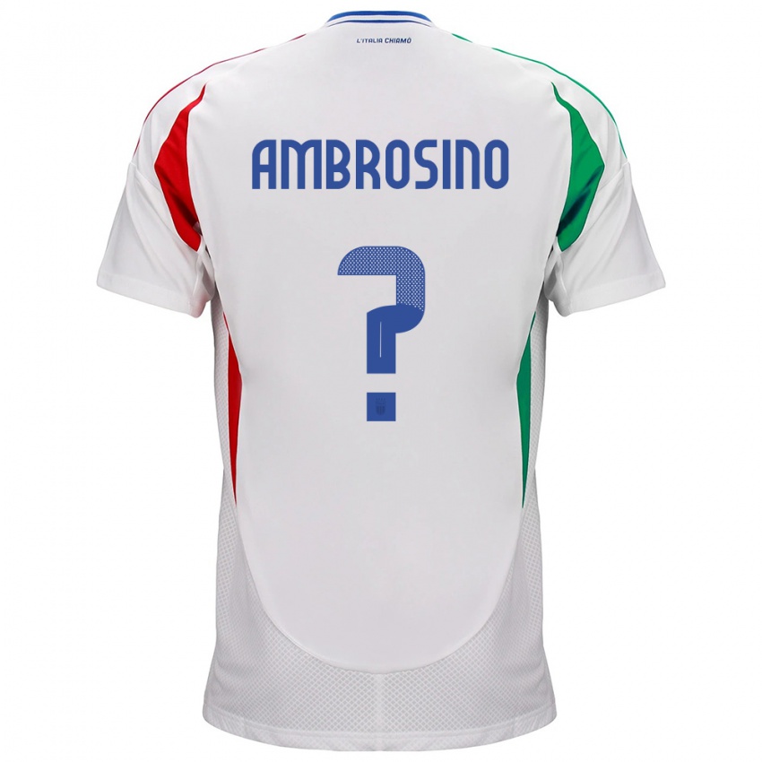 Bambino Maglia Italia Giuseppe Ambrosino #0 Bianco Kit Gara Away 24-26 Maglietta