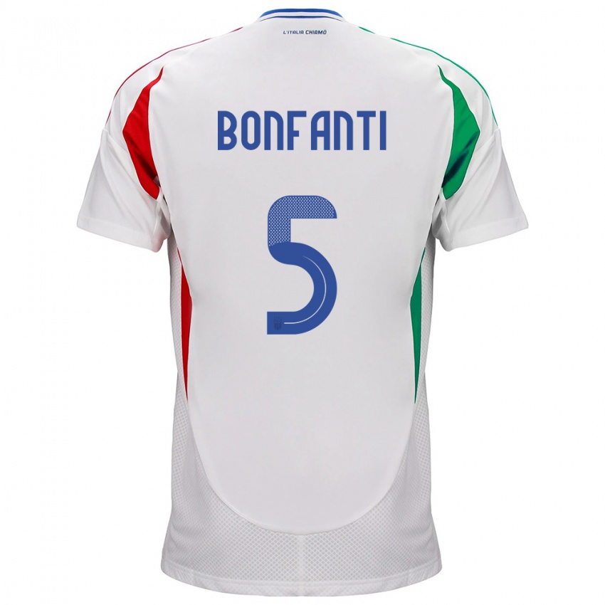 Bambino Maglia Italia Giovanni Bonfanti #5 Bianco Kit Gara Away 24-26 Maglietta