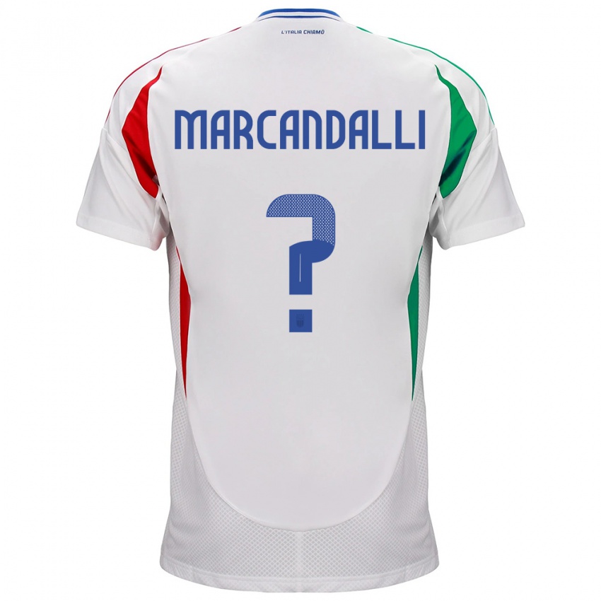 Bambino Maglia Italia Alessandro Marcandalli #0 Bianco Kit Gara Away 24-26 Maglietta