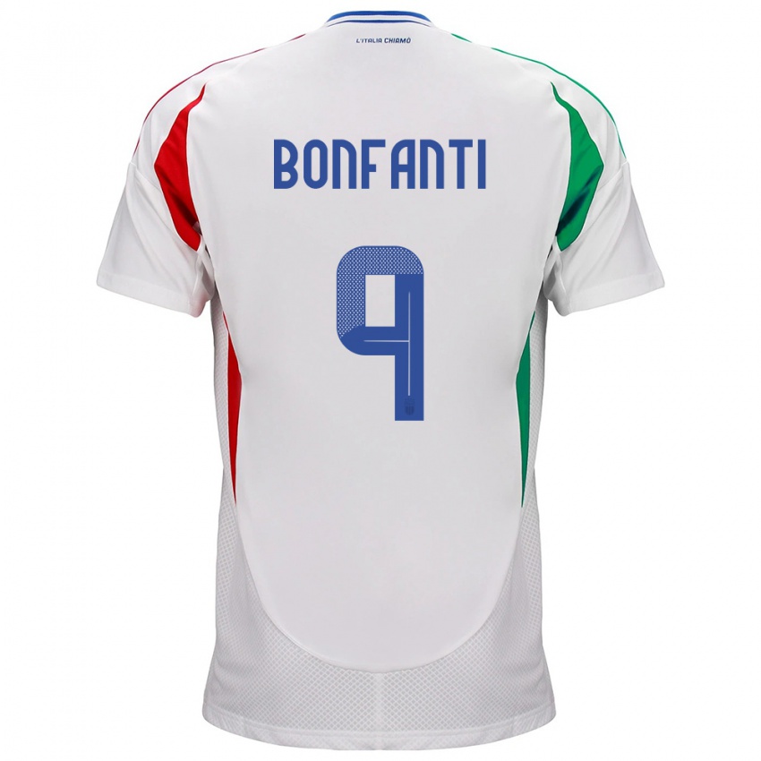 Bambino Maglia Italia Nicholas Bonfanti #9 Bianco Kit Gara Away 24-26 Maglietta