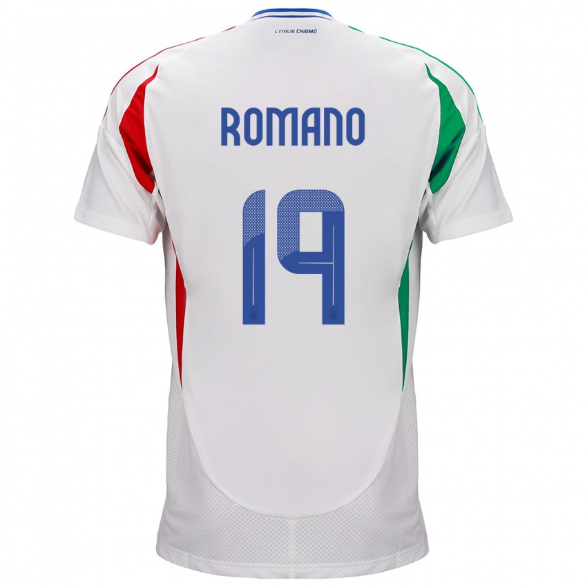 Bambino Maglia Italia Marco Romano #19 Bianco Kit Gara Away 24-26 Maglietta