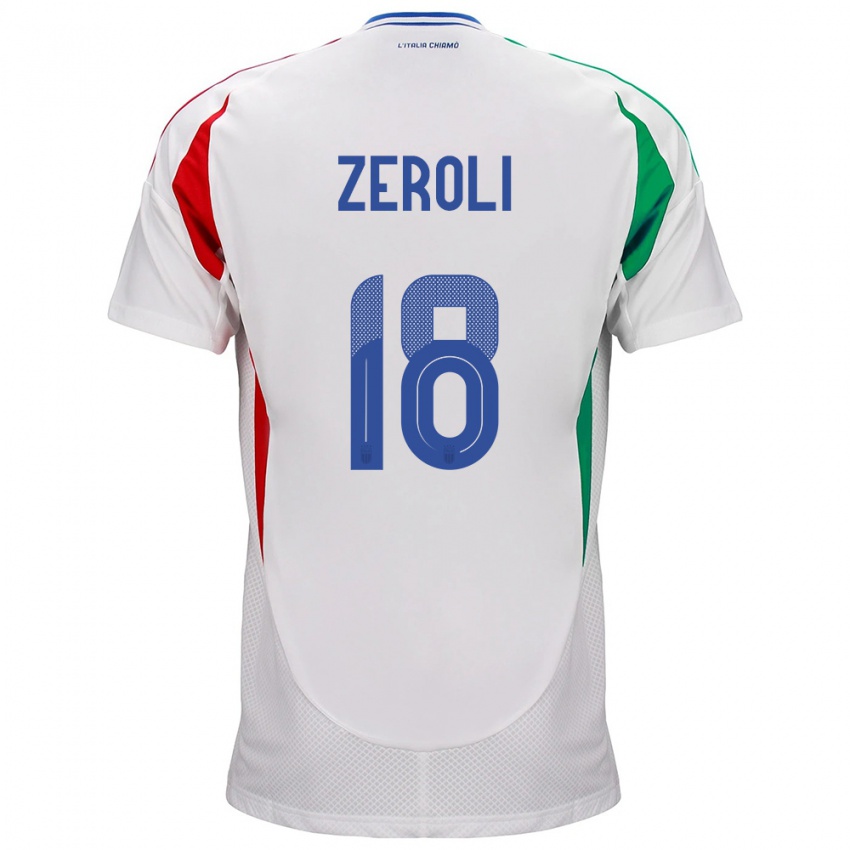 Bambino Maglia Italia Kevin Zeroli #18 Bianco Kit Gara Away 24-26 Maglietta