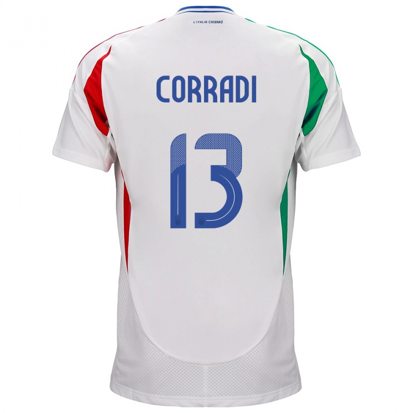 Bambino Maglia Italia Christian Corradi #13 Bianco Kit Gara Away 24-26 Maglietta