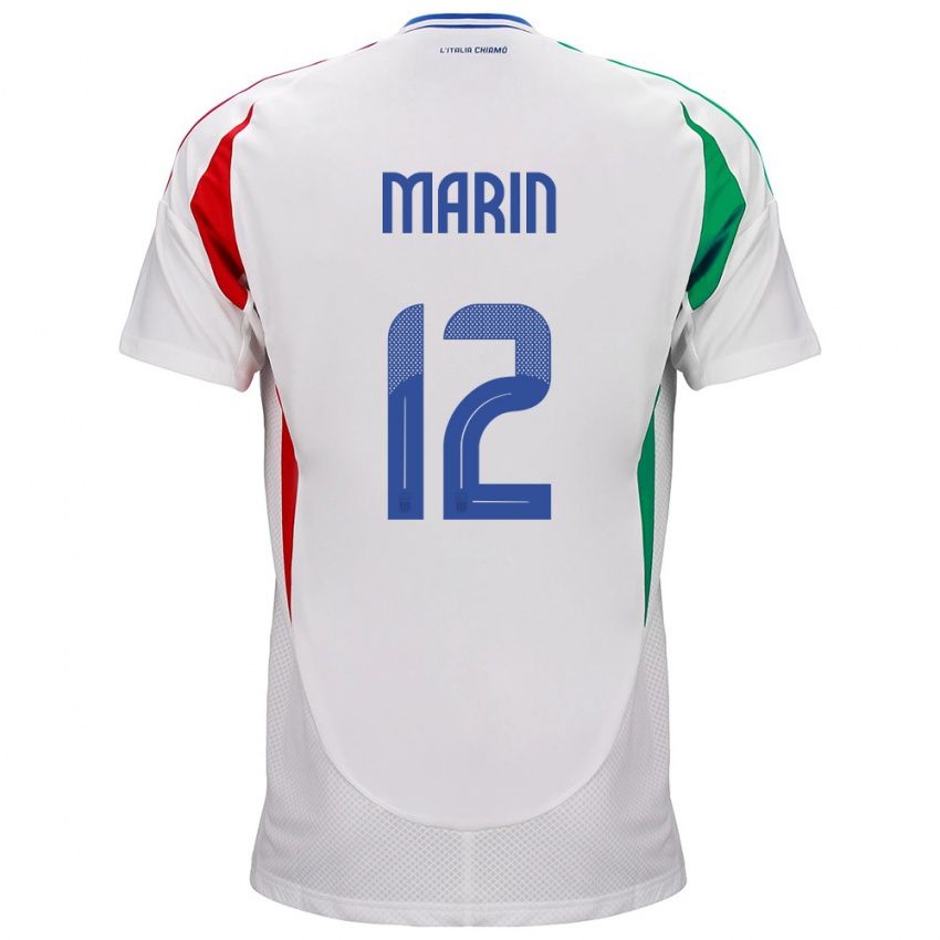 Bambino Maglia Italia Renato Marin #12 Bianco Kit Gara Away 24-26 Maglietta