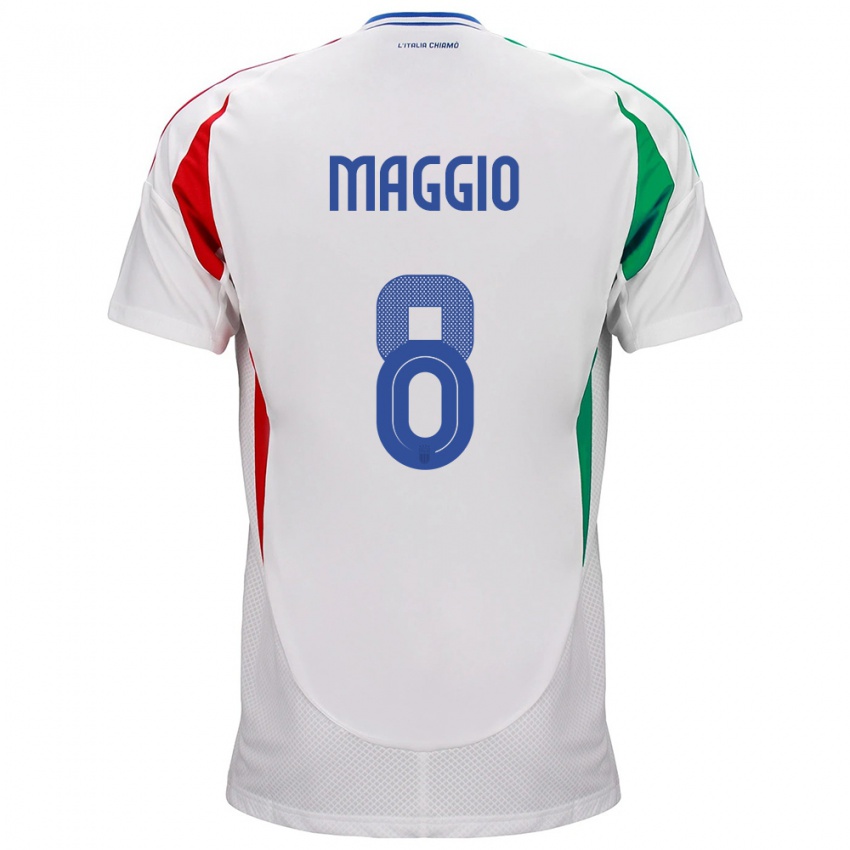 Bambino Maglia Italia Luca Di Maggio #8 Bianco Kit Gara Away 24-26 Maglietta