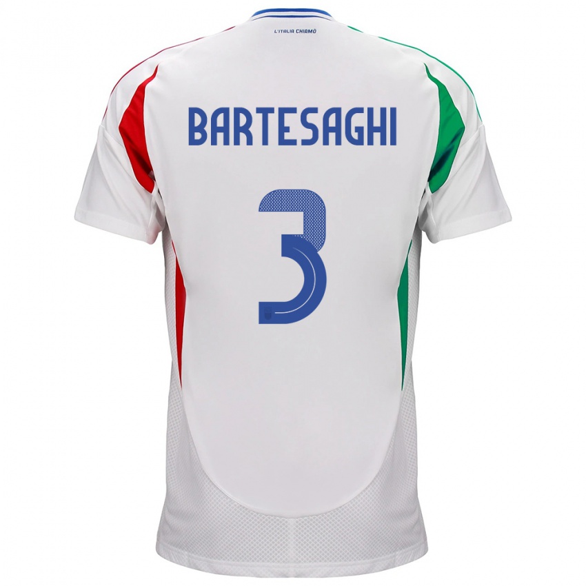 Bambino Maglia Italia Davide Bartesaghi #3 Bianco Kit Gara Away 24-26 Maglietta