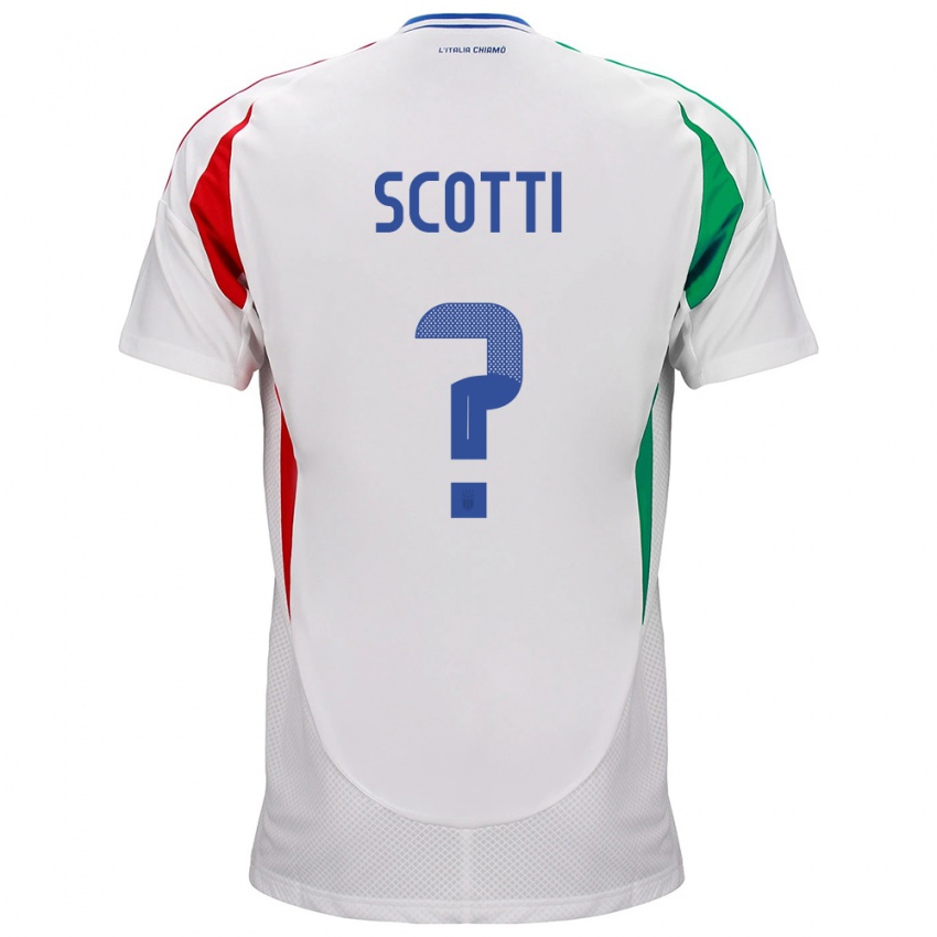 Bambino Maglia Italia Filippo Scotti #0 Bianco Kit Gara Away 24-26 Maglietta