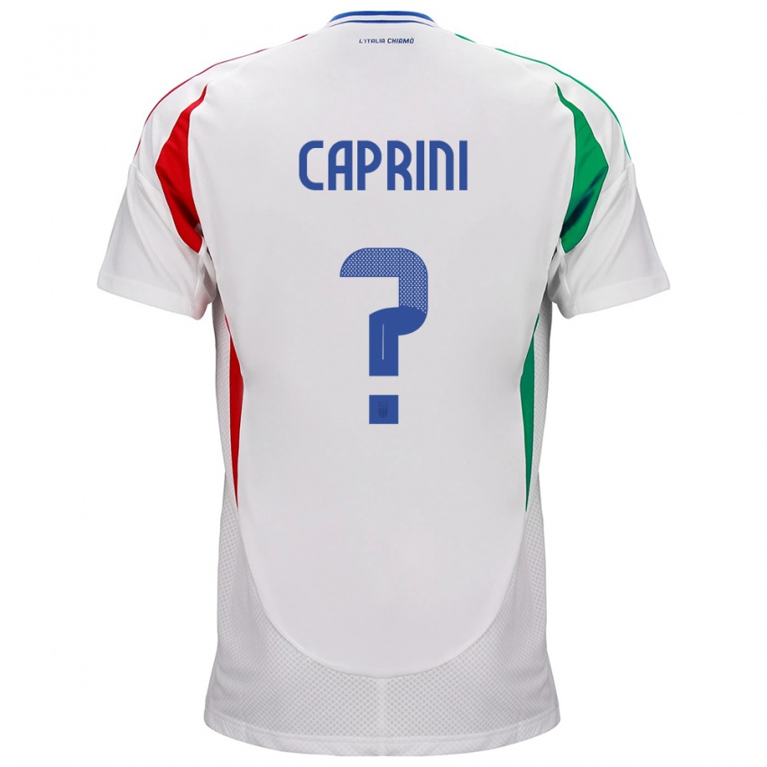 Bambino Maglia Italia Maat Daniel Caprini #0 Bianco Kit Gara Away 24-26 Maglietta