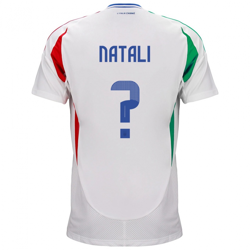 Bambino Maglia Italia Andrea Natali #0 Bianco Kit Gara Away 24-26 Maglietta