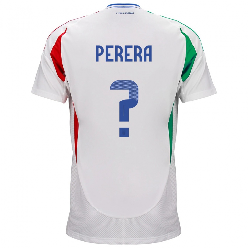 Bambino Maglia Italia Nirash Perera #0 Bianco Kit Gara Away 24-26 Maglietta