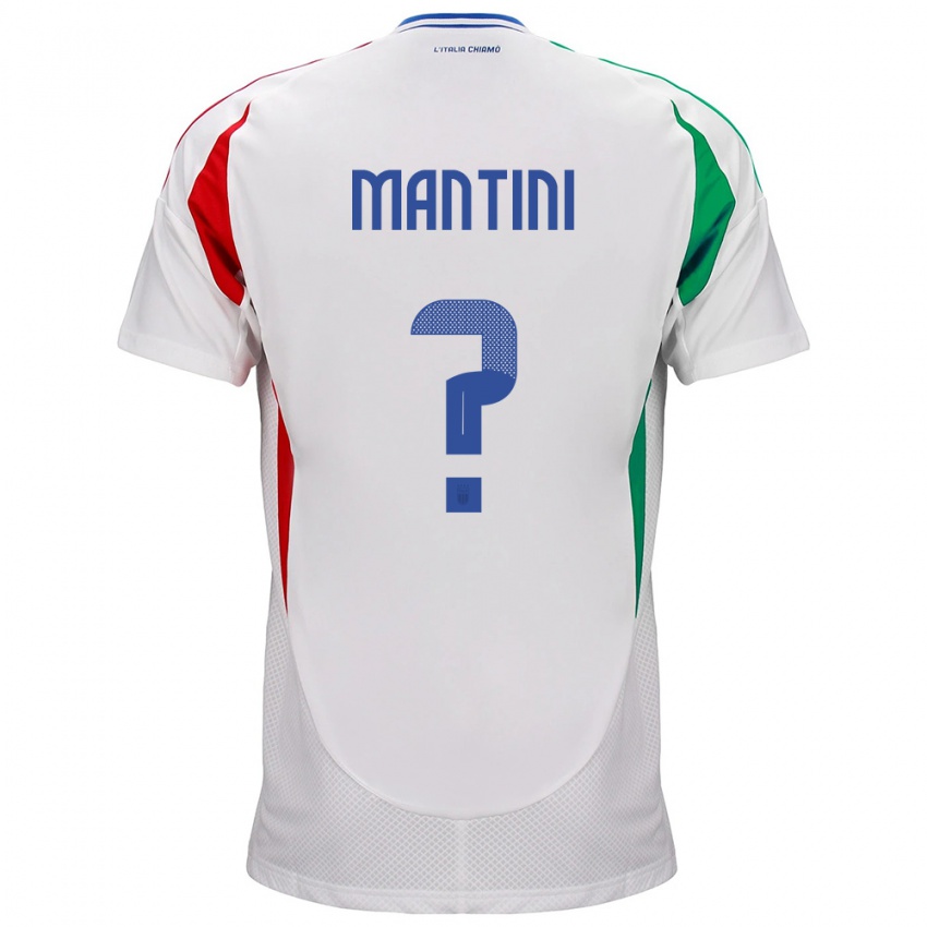 Bambino Maglia Italia Matteo Mantini #0 Bianco Kit Gara Away 24-26 Maglietta