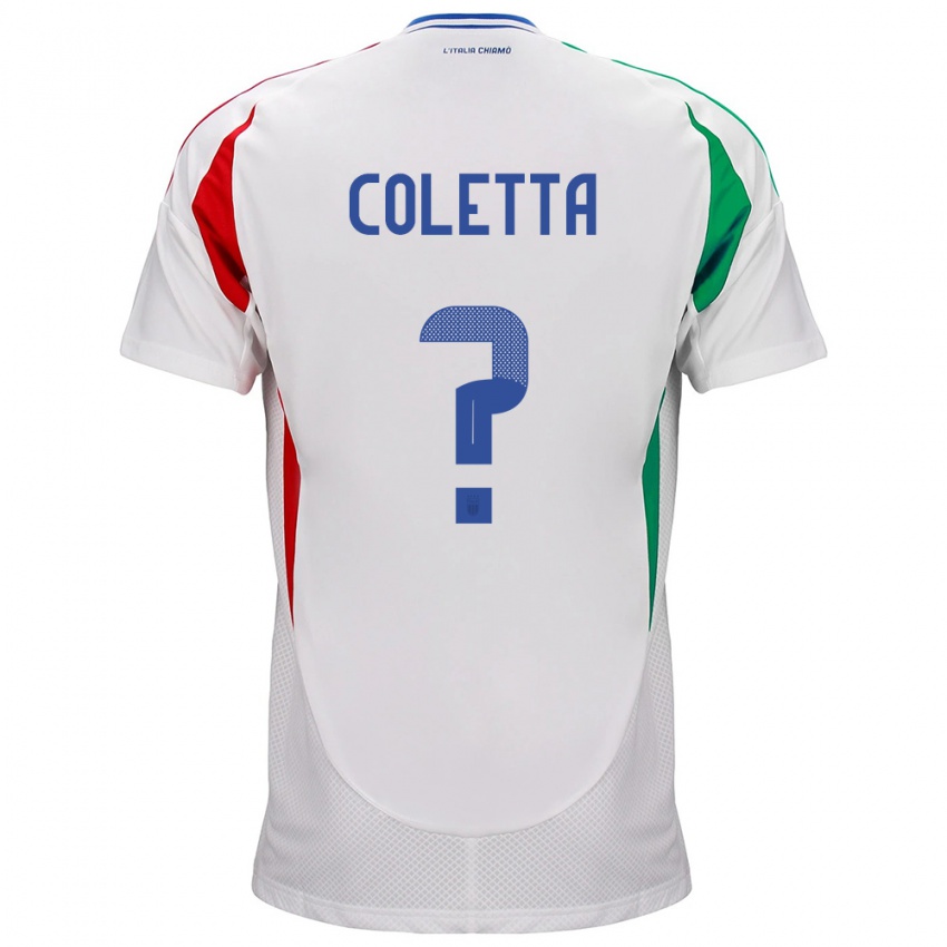 Bambino Maglia Italia Federico Coletta #0 Bianco Kit Gara Away 24-26 Maglietta